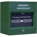 Buton iesire urgenta ND-EDR911-C, culoare verde, capac de protectie transparent