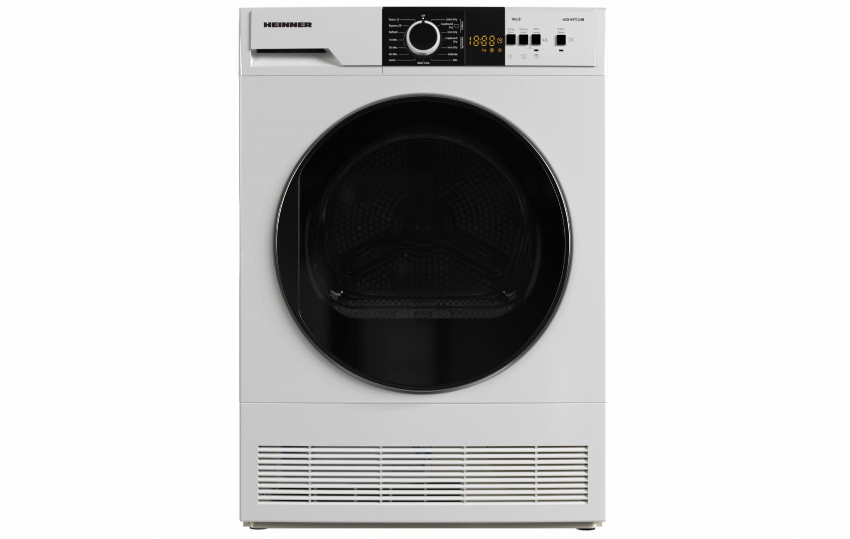 overlay_838d284c88e4f7e76f58363ef974d933.jpg Uscator de rufe cu condensare Heinner HCD-V9T1CHB, Capacitate incarcare 9kg, - imagine 1
