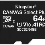 MicroSD Kingston, 64GB, Select Plus, Clasa 10 UHS-I Performance, R: